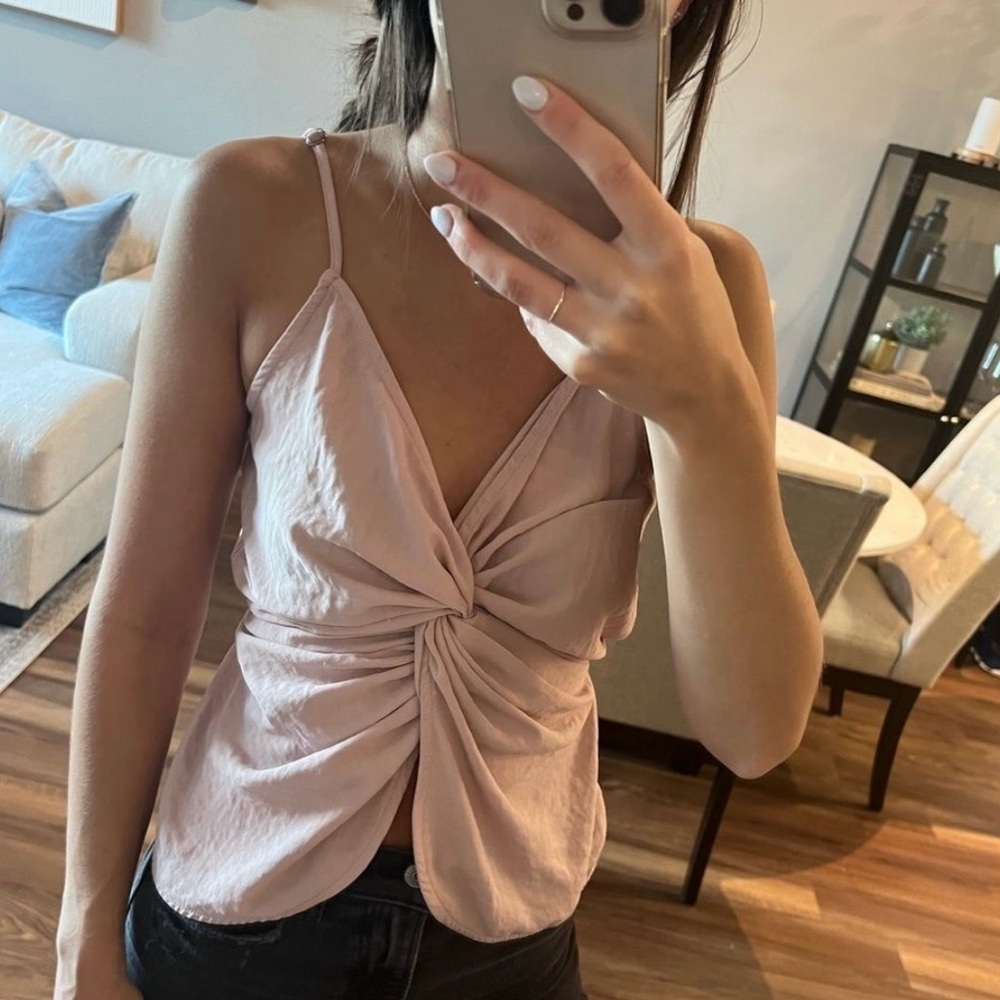 Vici Blush Knot-Front Tank Top